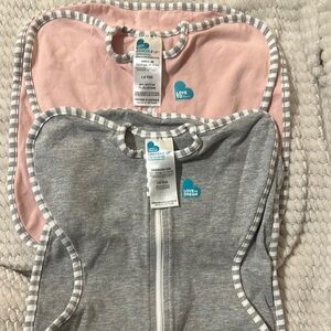 Love to Dream Swaddle Duo - Soft Pink and Light Gray NB and Size Small